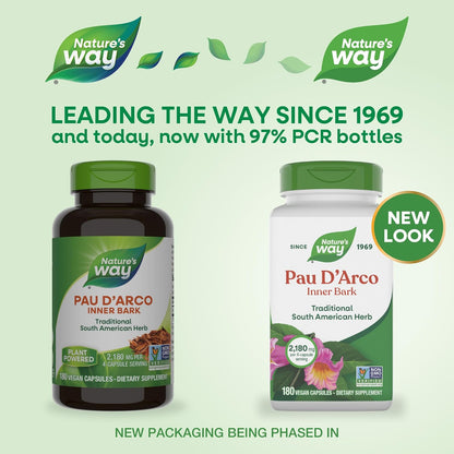 Nature's Way Pau d'Arco Inner Bark, 2,180 mg per Serving, 180 Capsules