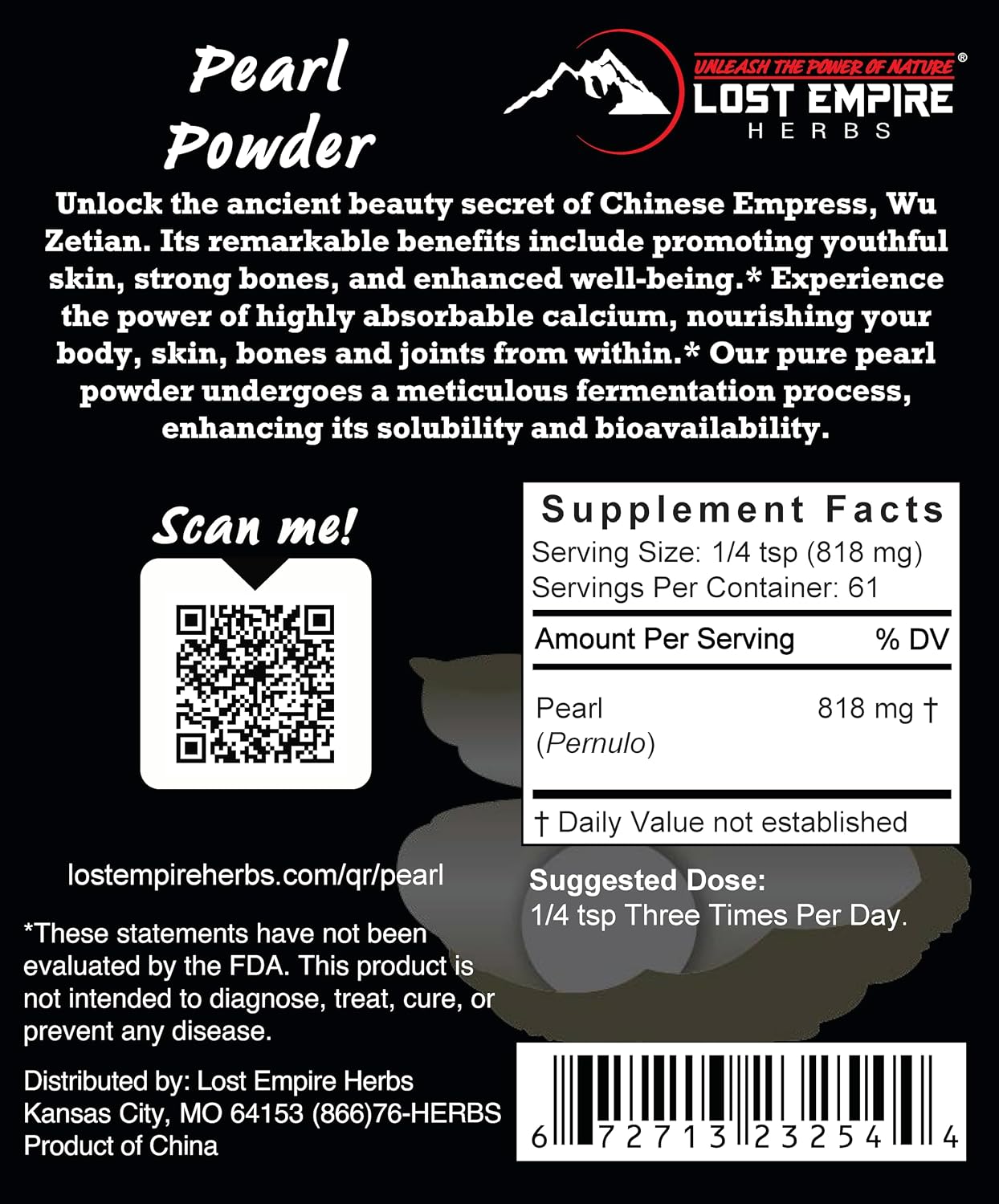 Lost Empire Herbs Pearl Powder Micronised & Fermented – Supplement for Skin, Hair, Nails, and Bones (50 Grammes) - görsel 2