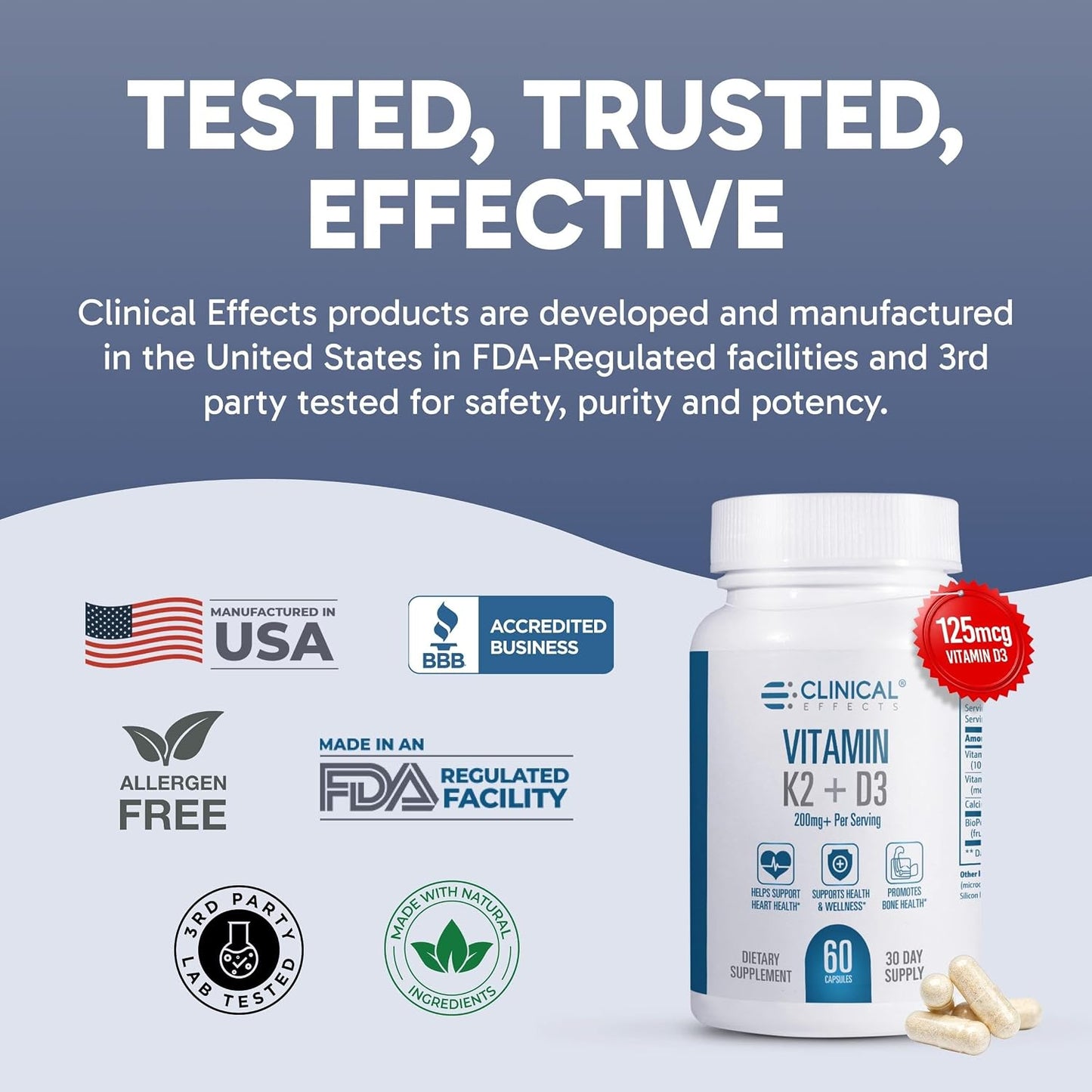 Clinical Effects Vitamin K2 + D3 with BioPerine - 60 Capsules - görsel 7