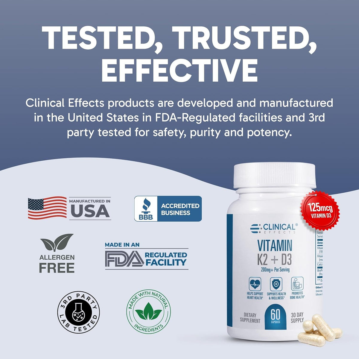 Clinical Effects Vitamin K2 + D3 with BioPerine - 60 Capsules - görsel 7