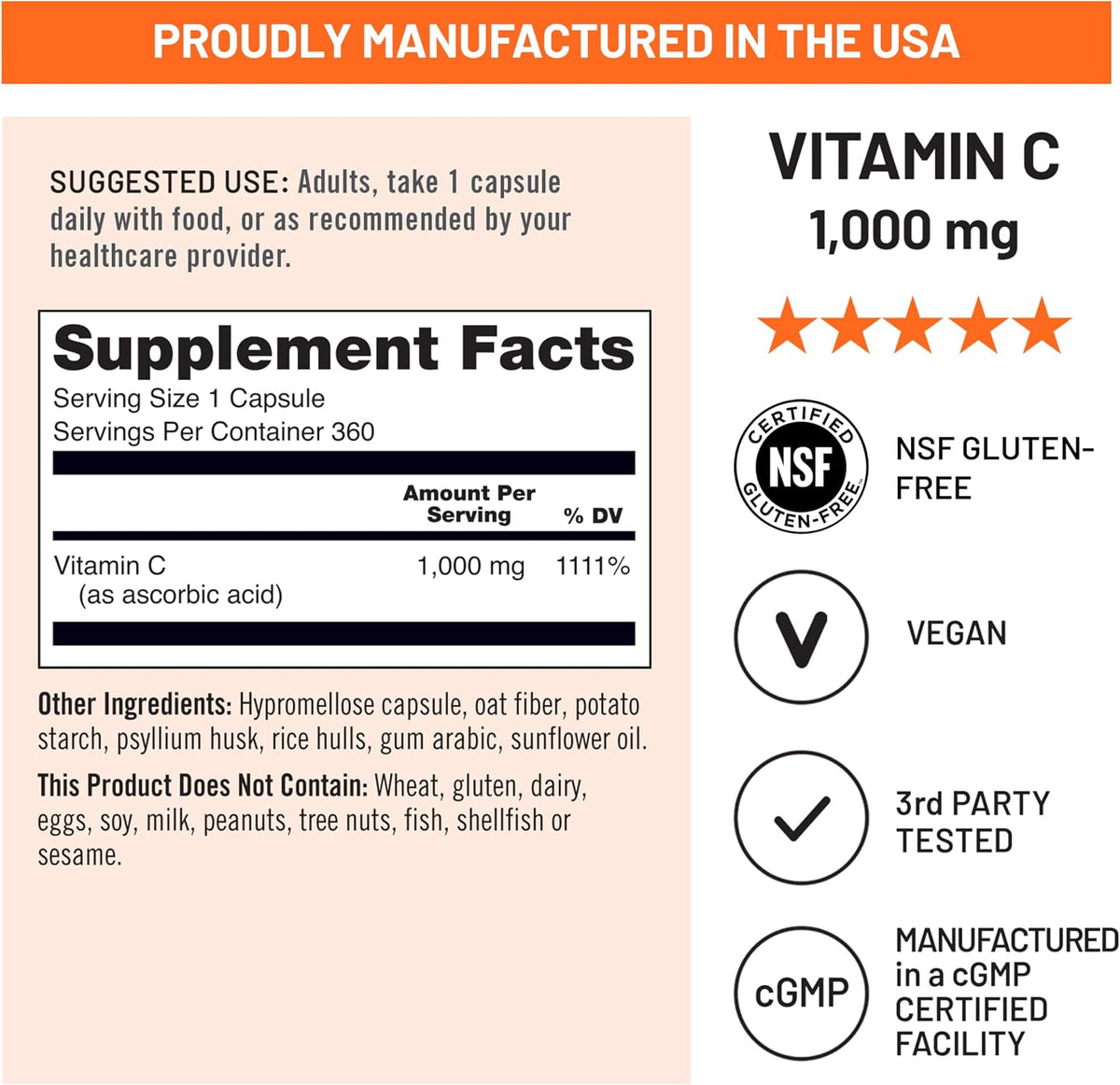 NatureWise Vitamin C 1000 mg Capsules – Extra-Strength Daily Immune and Antioxidant Support – Vegan, Non-GMO, 360 Count - görsel 4