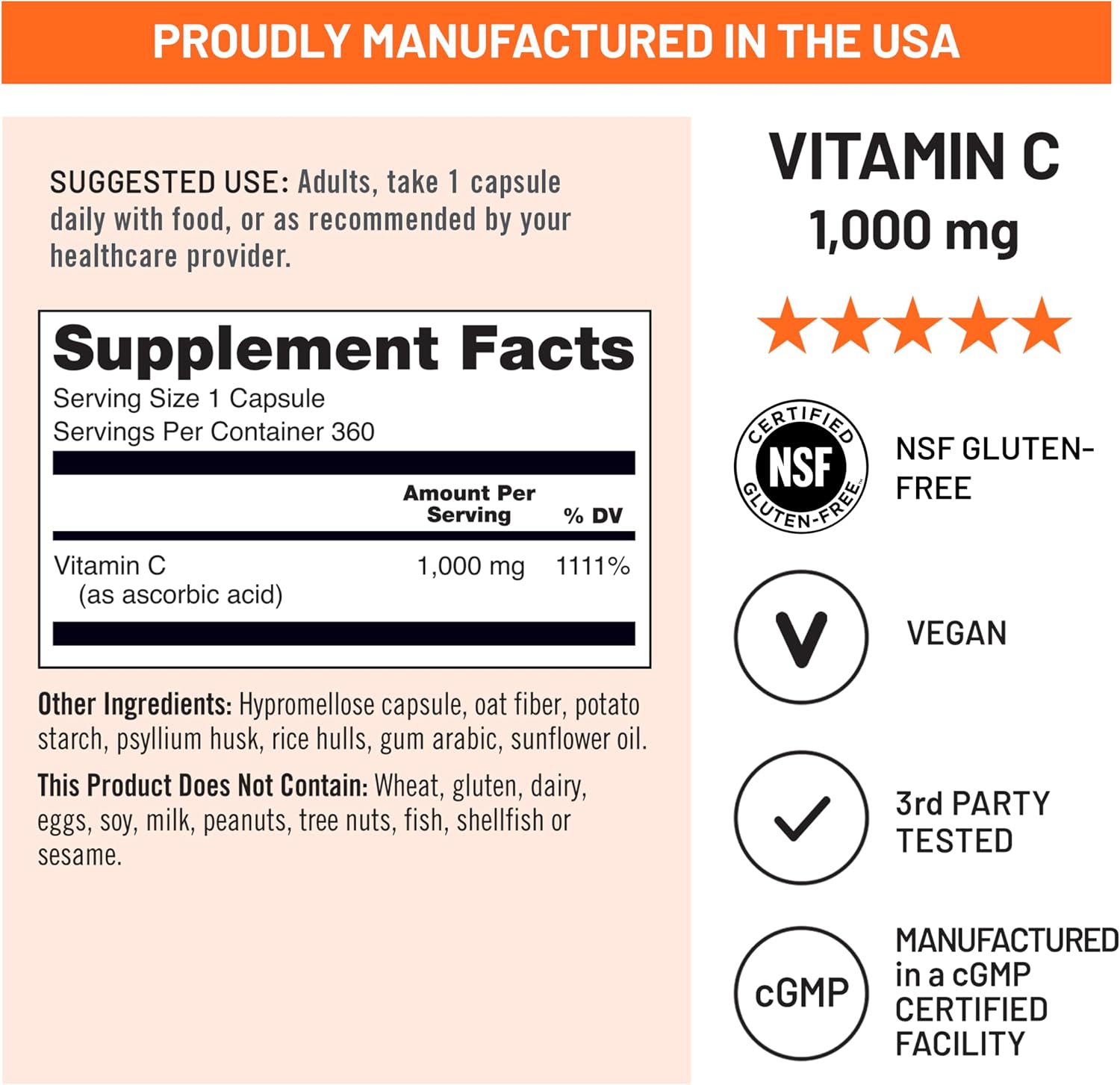 NatureWise Vitamin C 1000 mg Capsules – Extra-Strength Daily Immune and Antioxidant Support – Vegan, Non-GMO, 360 Count - görsel 4