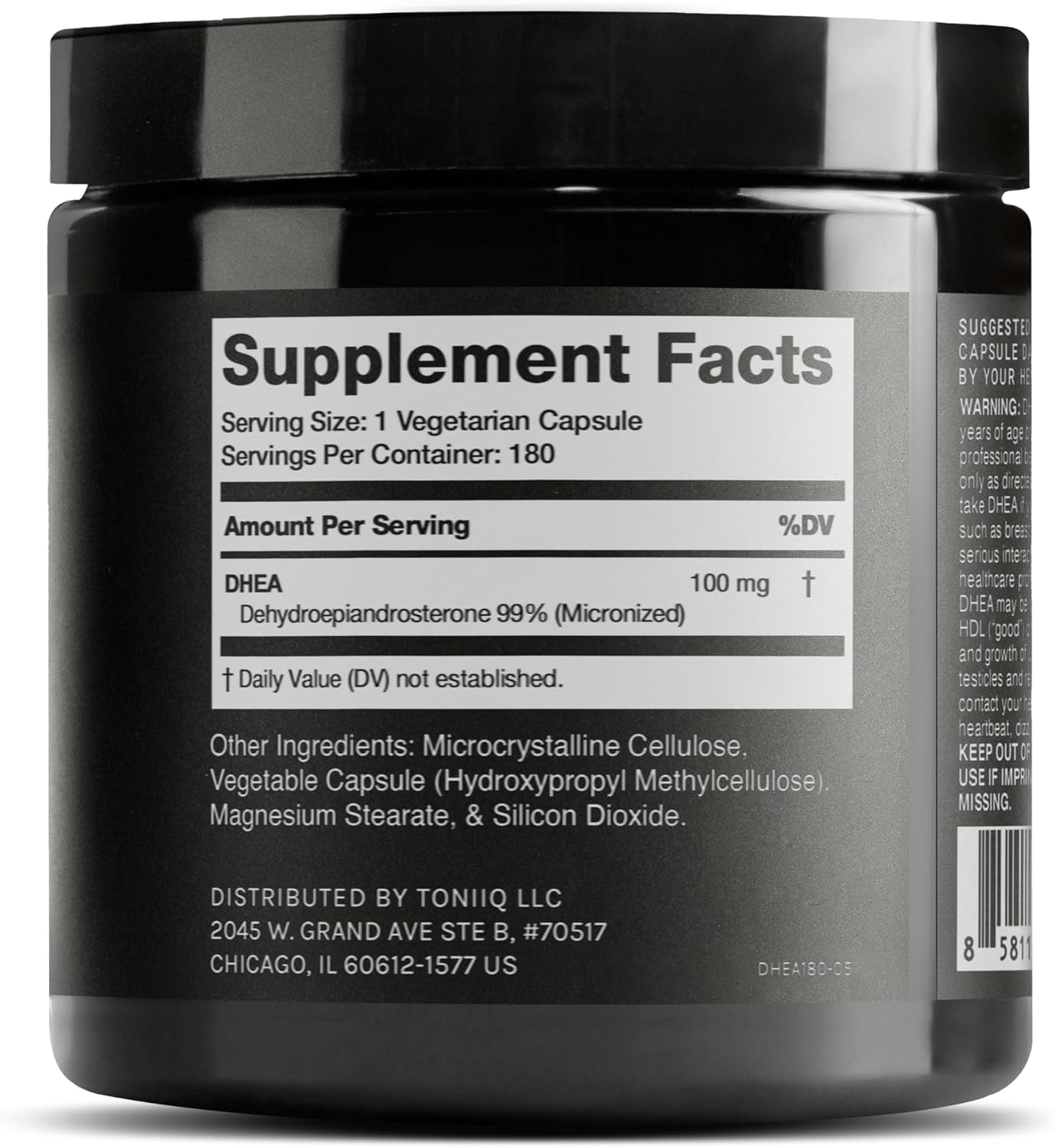 Toniiq Ultra High Strength DHEA 100mg Supplement - 99%+ Pure Micronised DHEA for Men and Women - 180 Capsules - görsel 2