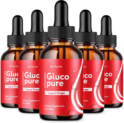 (5 Pack) Gluco Pure Liquid Drops - Gluco Pure Drops for Overall Wellbeing Support, Gluco Pure Advanced Formula Supplement, GlucoPure Reviews, Glucopure Pro for Maximum Strength Support