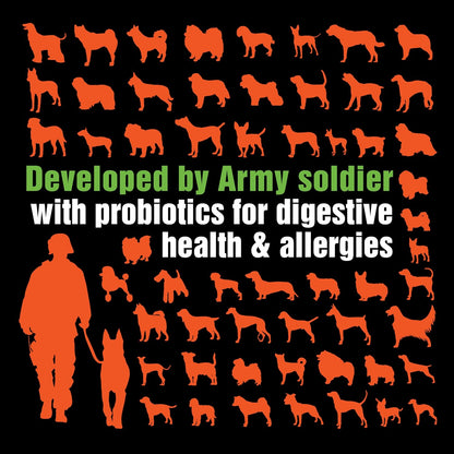 Army Soldier Owned Dog Probiotics for Yeast, Itchy Skin & Itchy Ears, Dog Allergy Support, Digestive Health, Occasional Diarrhoea & Immune Support, 3 Billion CFU, 60 Yummy Chewables
