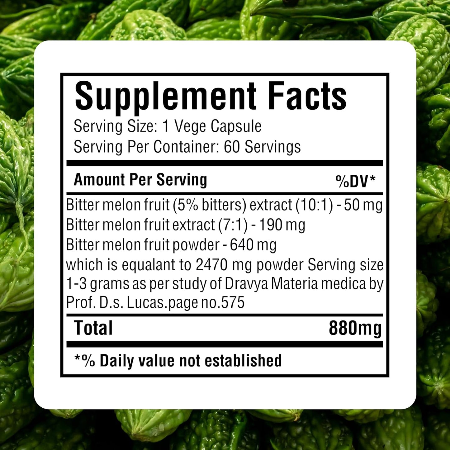 HerbsForever Bittermelon (Karela) Extra Strength (10:1) Extract – 880mg, 60 Veg Capsules - görsel 5