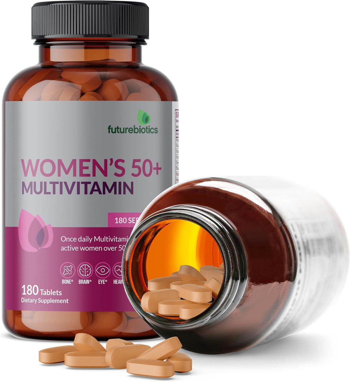 Futurebiotics Women's 50+ Multivitamin Once Daily Multivitamin for Active Women Over 50, Non-GM, 180 Tablets - görsel 4