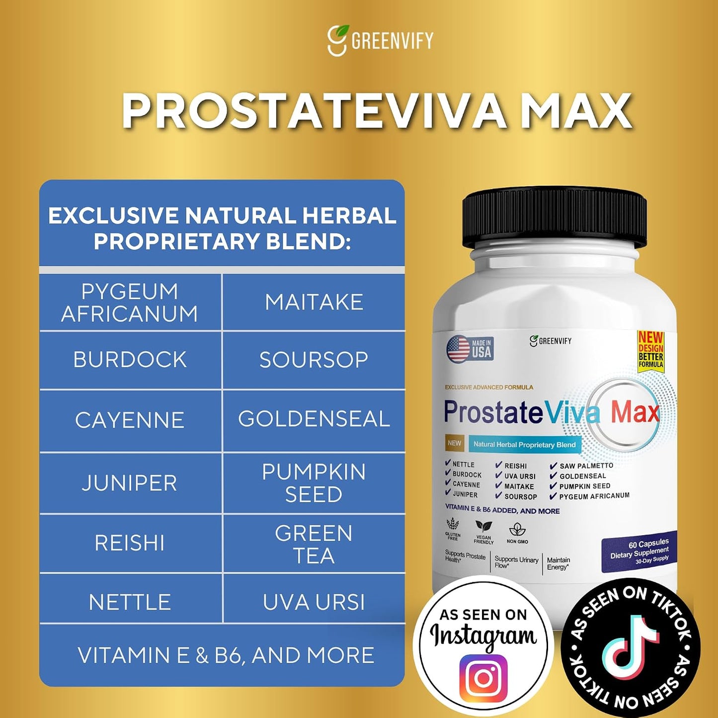 GREENVIFY ProstateViva Max - Maximum Strength Prostate Supplement (300 Capsules) - görsel 4