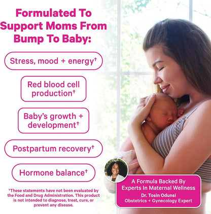 Pink Stork Fertility, Prenatal & Postnatal Gummy Vitamins, 60 Gummies | Full Motherhood Journey Support with Folate, B Vitamins, Zinc & Biotin, Postnatal Essentials, Assorted Fruit Flavours