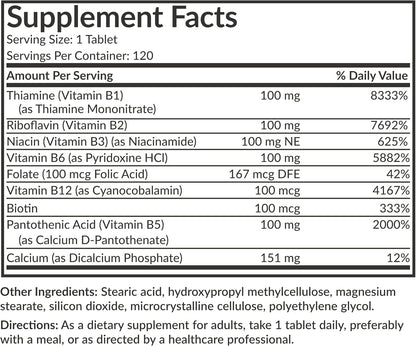 Futurebiotics Super B 100 Sustained Release Vitamin B Complex Non-GMO, 120 Vegetarian Tablets