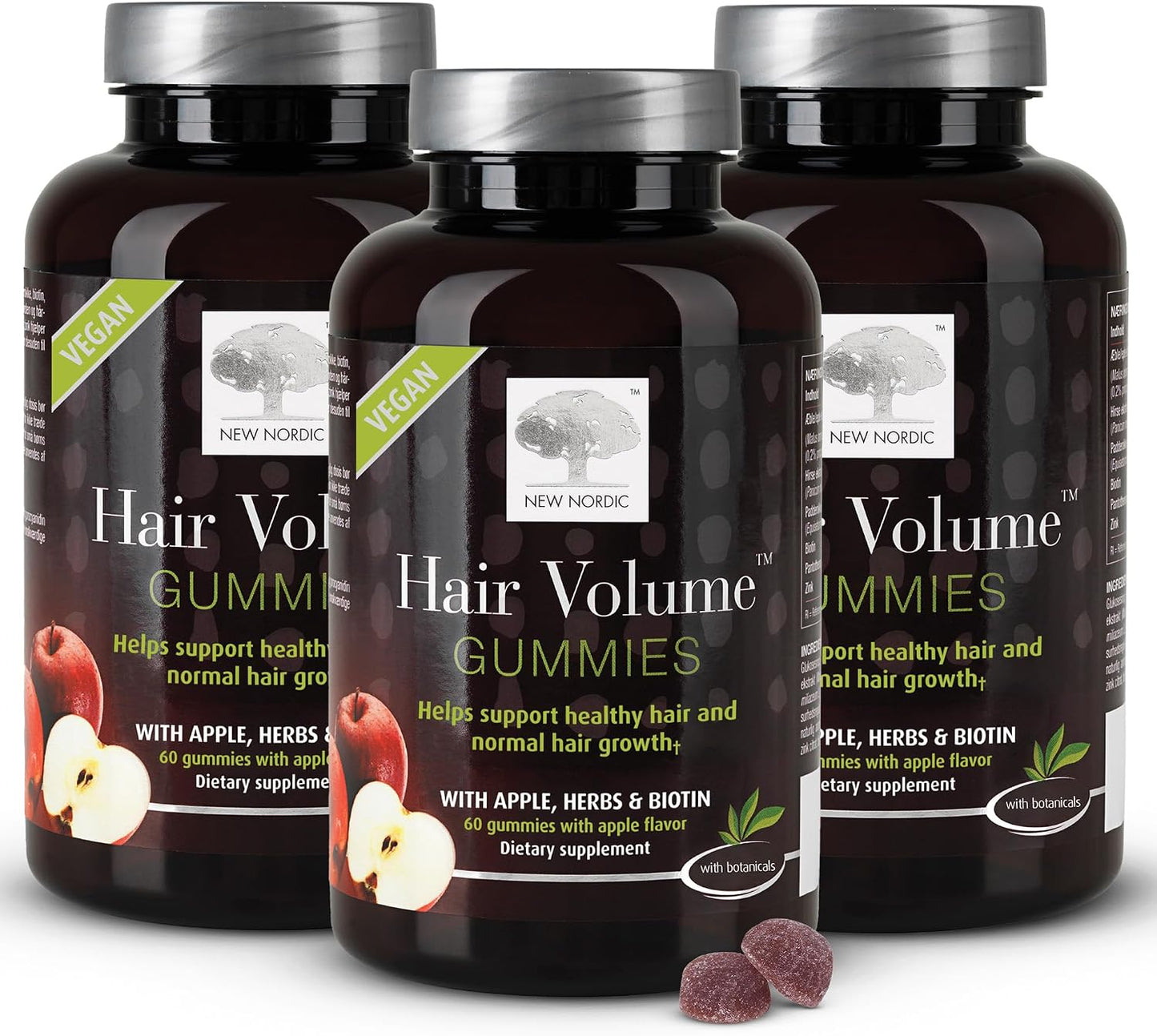 NEW NORDIC Hair Volume Daily Biotin Support Gummies - 180-Day Supply (3 Pack) - görsel 1