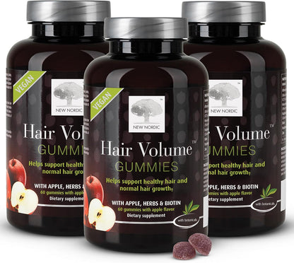 NEW NORDIC Hair Volume Daily Biotin Support Gummies - 180-Day Supply (3 Pack)