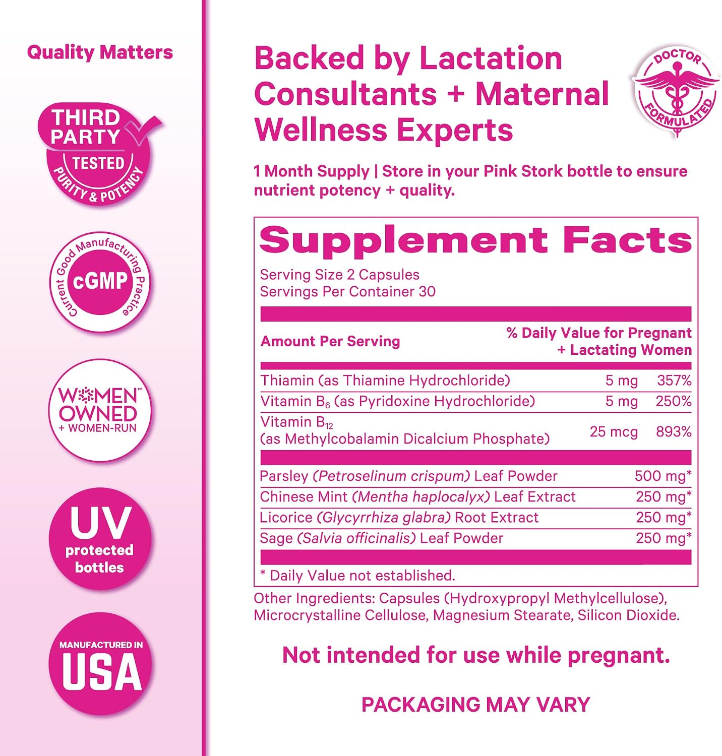 Pink Stork No Flow – Dry Up Breast Milk Supply Capsules, 60 Count - görsel 6