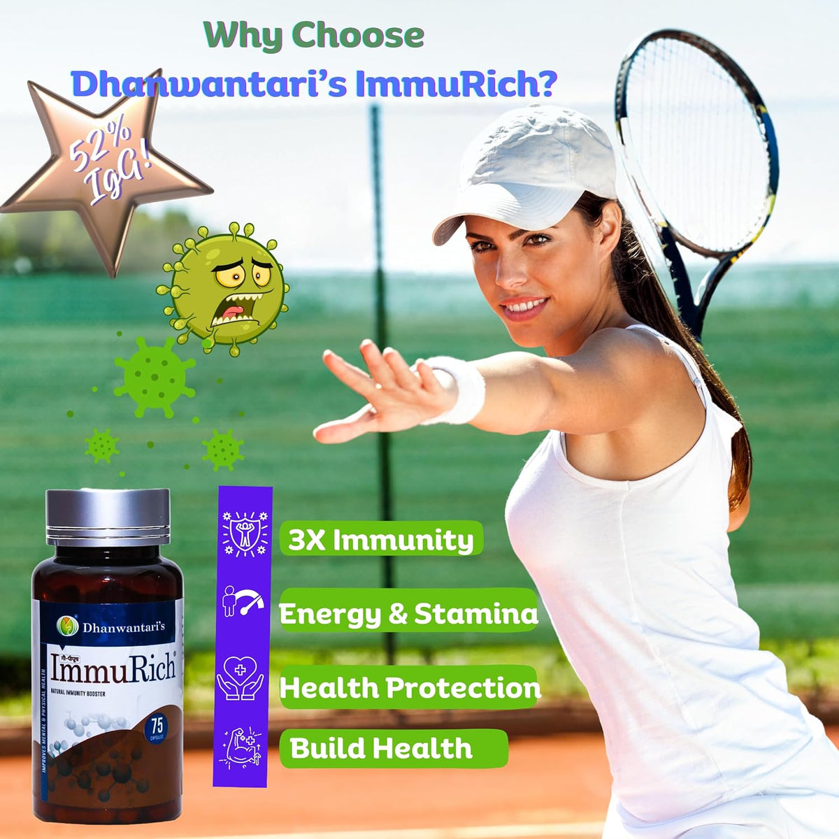 Natural Immunity Booster - 120 Capsules | By Dhanwantari's - görsel 3
