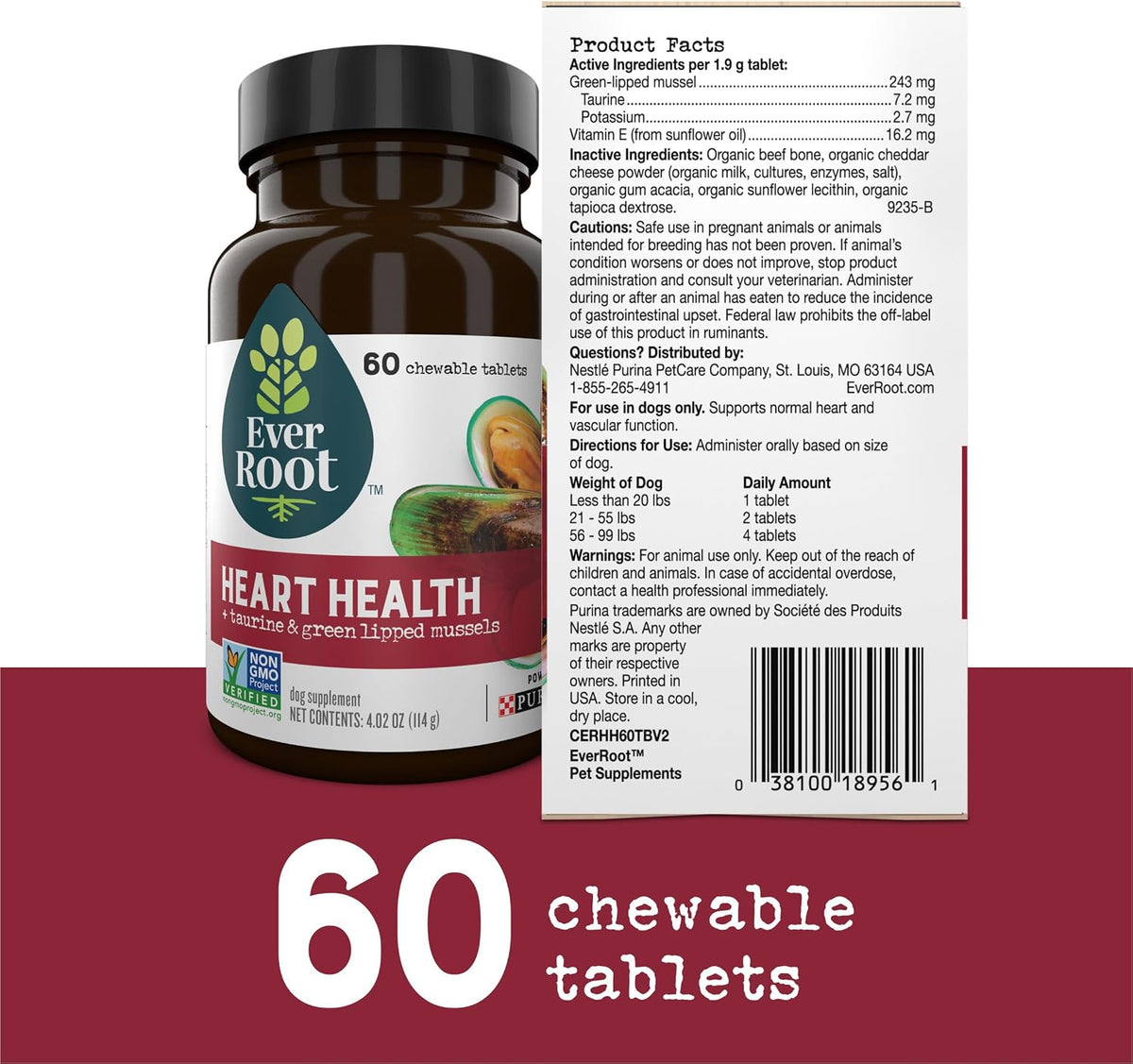 EverRoot Dog Heart Health Chewable Tablets with Taurine and Green-Lipped Mussels - görsel 6