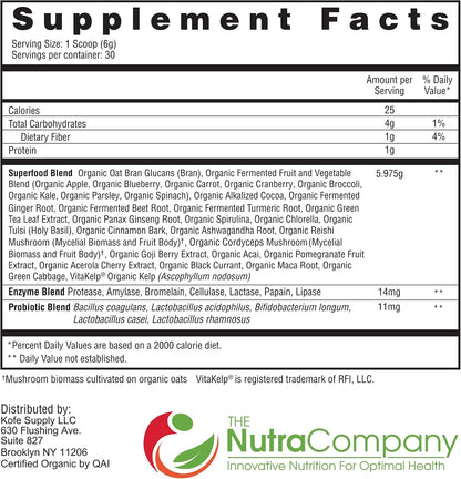 Fermented Super Greens Powder Superfood - with Probiotics 180g