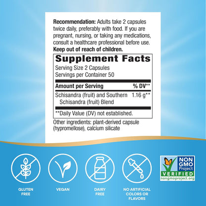 Nature's Way Schisandra Fruit, Traditional Adaptogen*, Vegan, Non-GMO Project Verified, 100 Capsules