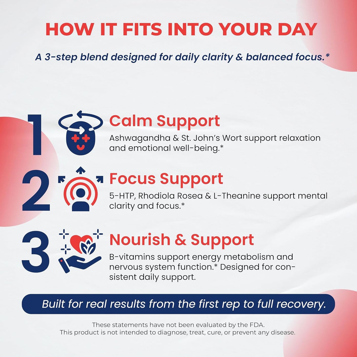 Dopamine Focus Supplement – Ashwagandha, 5-HTP, Rhodiola Rosea, St John's Wort – Support Memory, Clarity, Focus & Relaxation with B1, B6, B12, L-Theanine – 90 Capsules - görsel 5