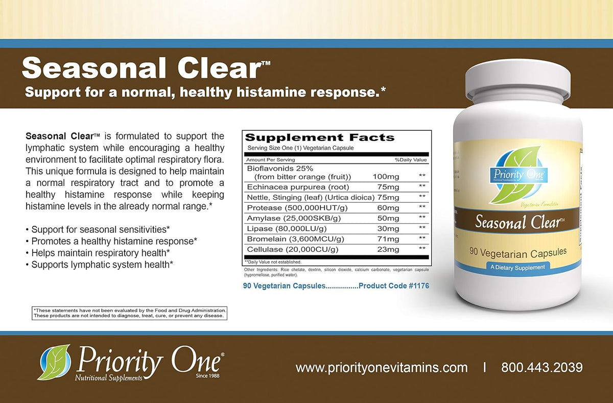 Priority One Vitamins Seasonal Clear - 90 Vegetarian Capsules - görsel 7