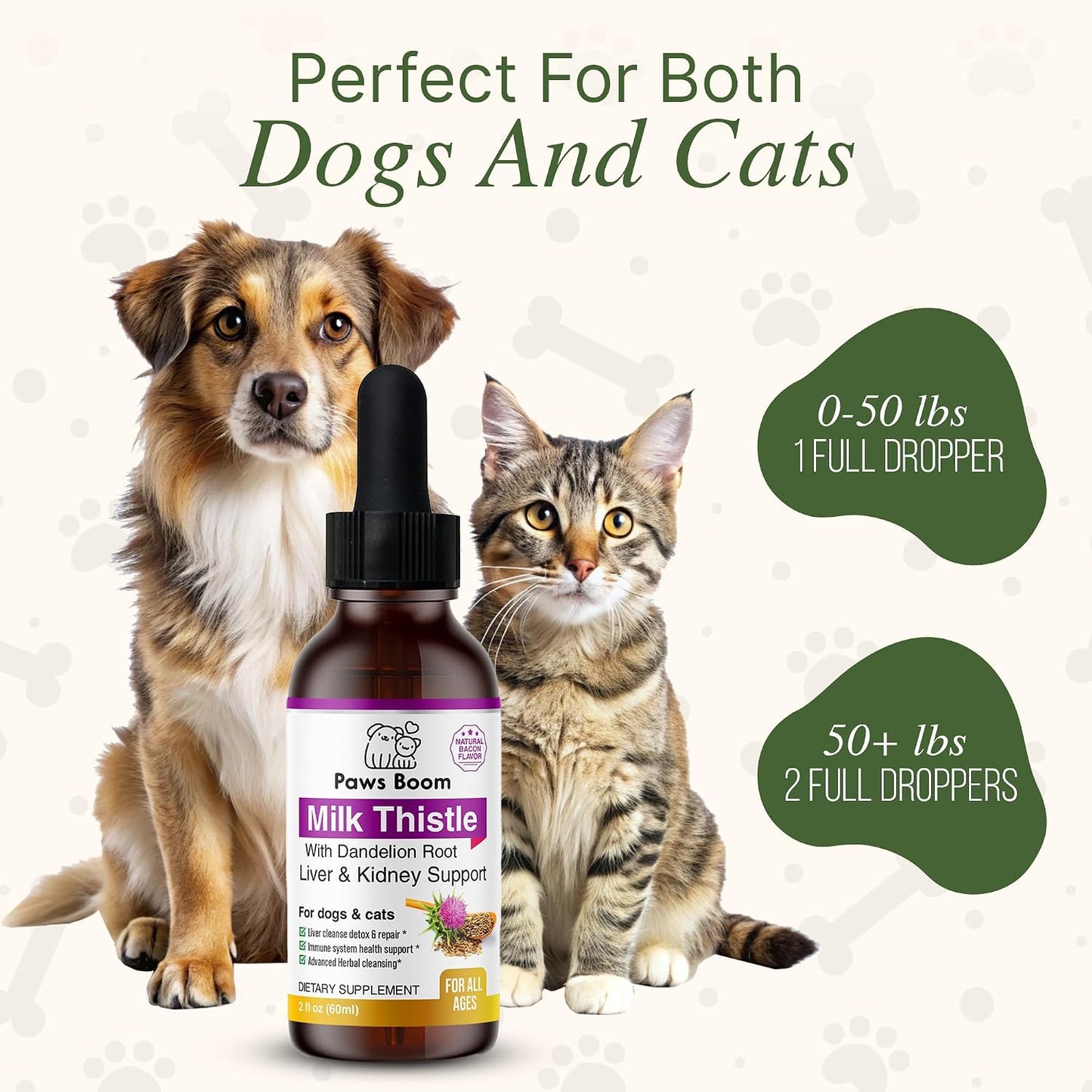Milk Thistle for Dogs and Cats - Liver Support with Dandelion Root, Bacon Flavour, 59 ml - görsel 5
