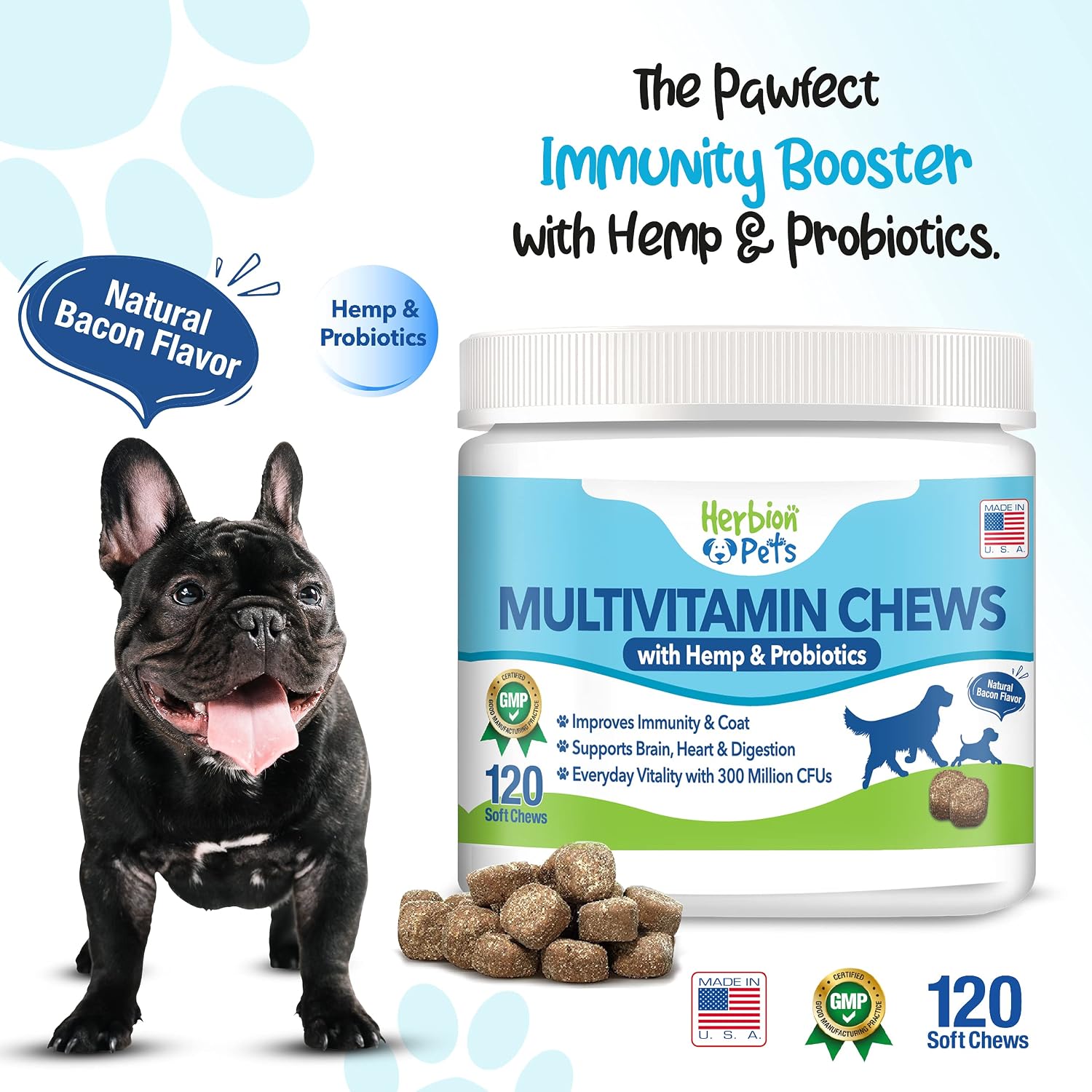 HERBION Pet Multivitamin Chews with Minerals & Probiotics - Natural Duck Flavour - görsel 7