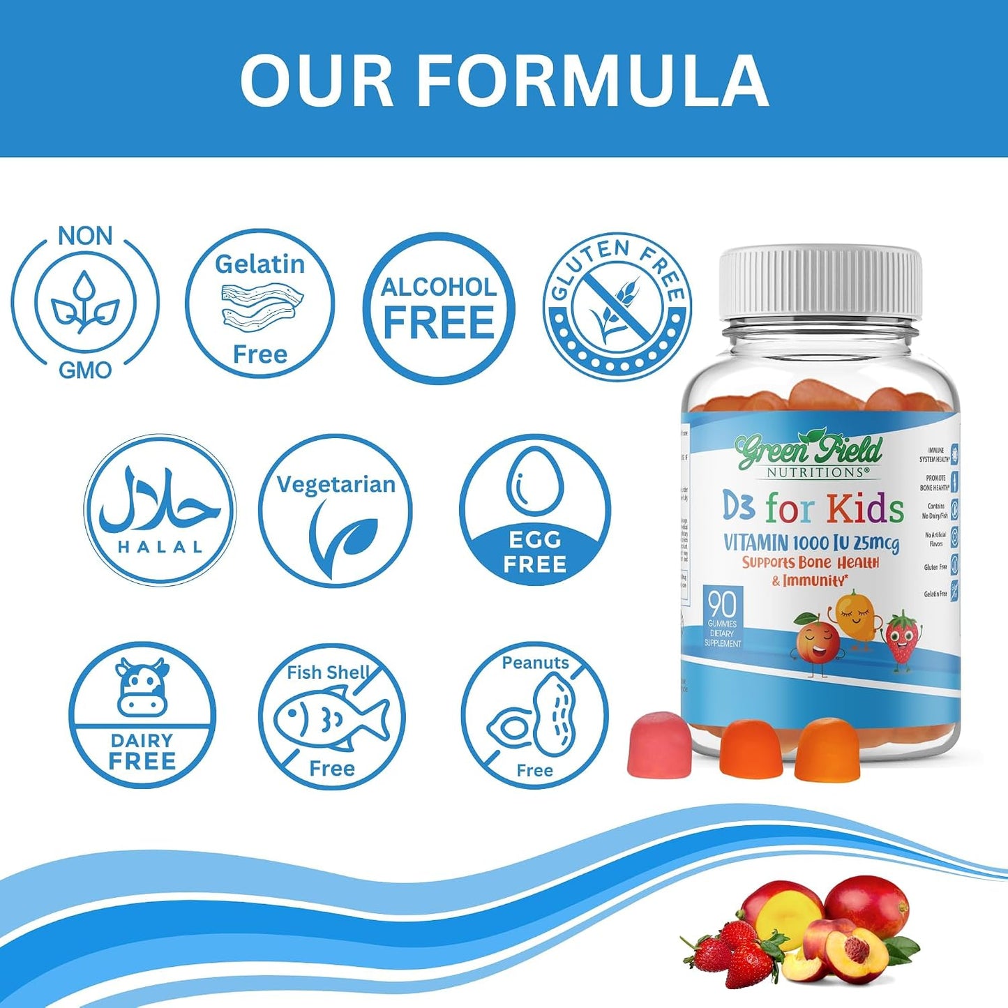 Greenfield Nutritions Halal Vitamin D3 for Children – 1000 IU – 90 Chewable Gummies - görsel 5
