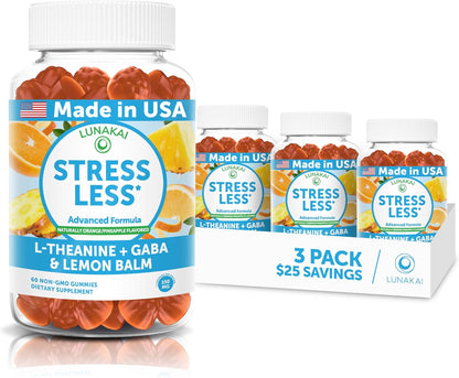 Lunakai Calm & Stress Relief Gummies – GABA + L-Theanine Supplement for Adults & Children – 60 Gummies