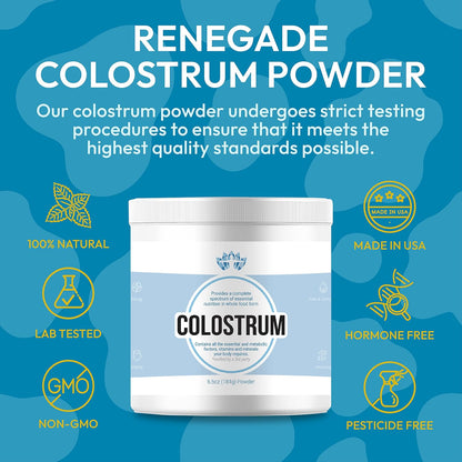 Soma Breath Renegade Colostrum Powder | 6.5 oz (40 Servings) | Grass-Fed Bovine Source | Gluten-Free | Made in the USA