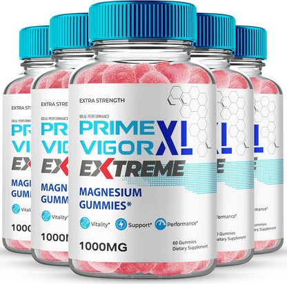 Prime Vigour XL Extreme Gummies – Extra Strength All-Natural Men's Food Supplement (5 Pack)