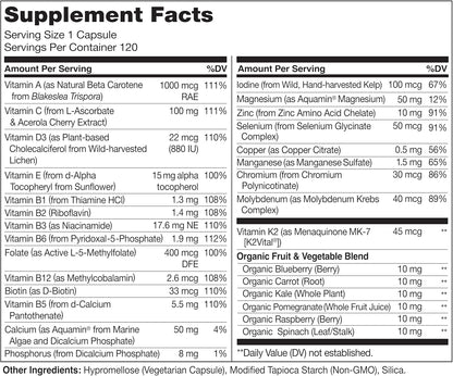 NATURELO Men's Multivitamin - One-a-Day with Vitamins, Minerals & Organic Whole Foods, Non-GMO, 120 Vegetarian Capsules