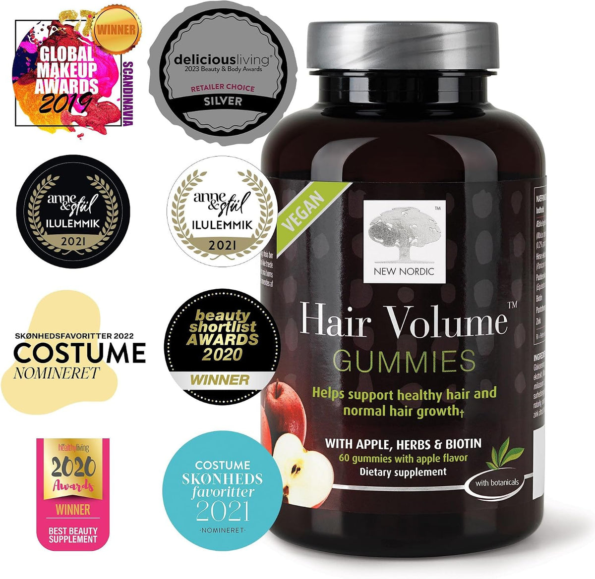 NEW NORDIC Hair Volume Daily Biotin Support Gummies - 180-Day Supply (3 Pack) - görsel 6