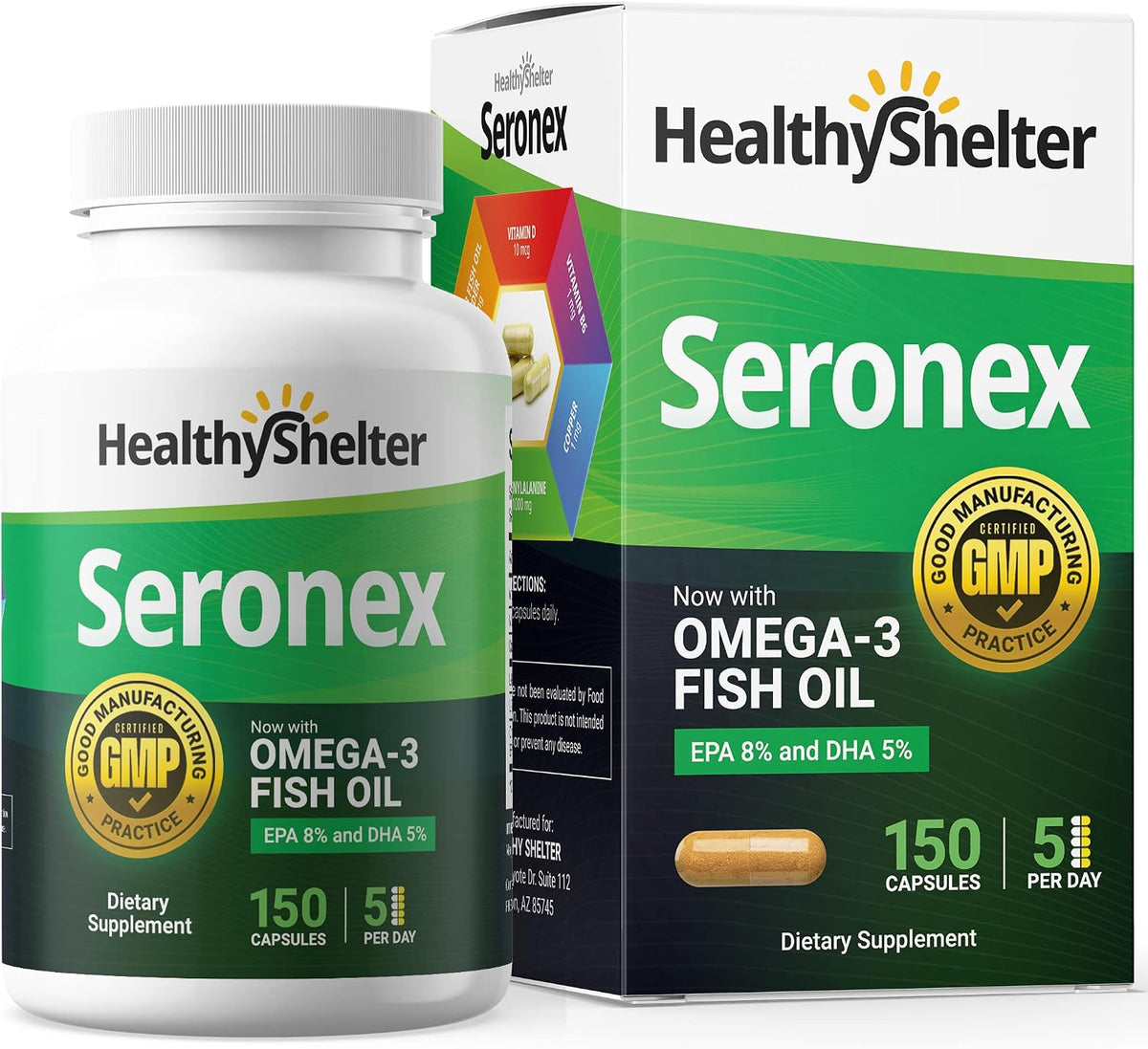 Healthy Shelter Seronex - Skin Pigmentation Food Supplement with Omega-3, Vitamin D, B6, Copper & L-Phenylalanine - görsel 1