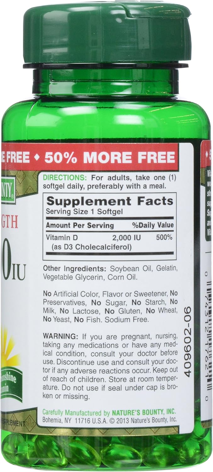 Nature's Bounty Vitamin D3 2000 IU Softgels, 150 Capsules - görsel 3