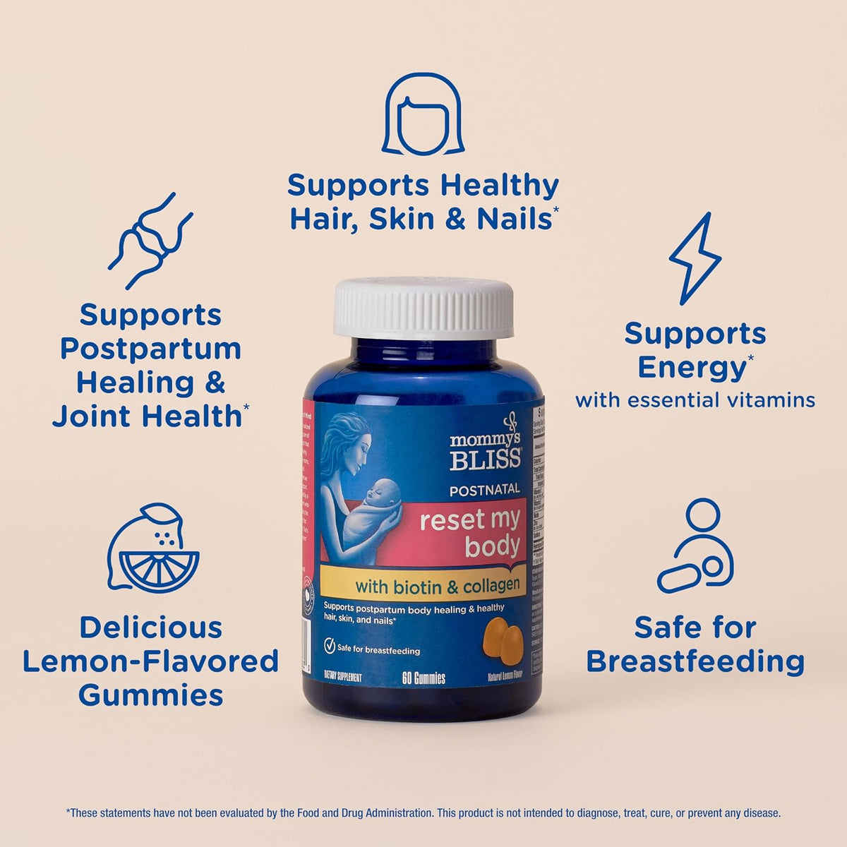 Mommy's Bliss Postnatal Support Reset My Body Gummies with Biotin & Collagen - görsel 3