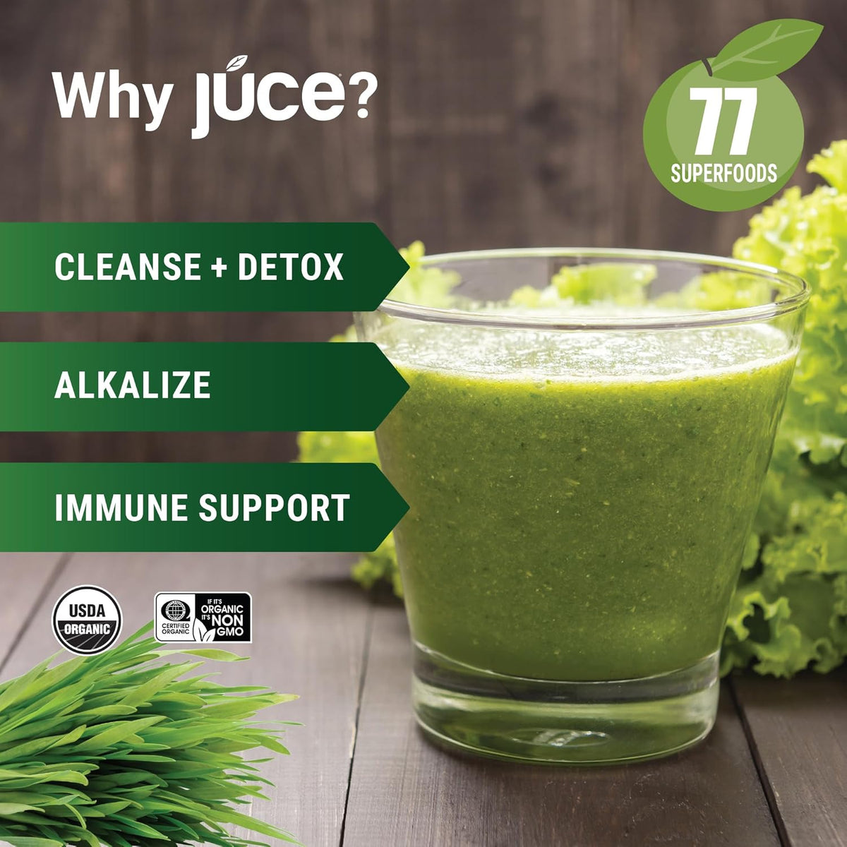 Terra Kai Organics Juce Greens Organic Superfood Powder - Harvest Apple, 20 Servings - görsel 2