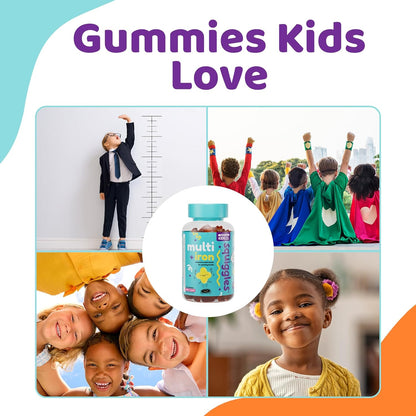 Squiggles Kids Multivitamin + Iron Gummies - Low Sugar, Berry Flavour (100 Count)