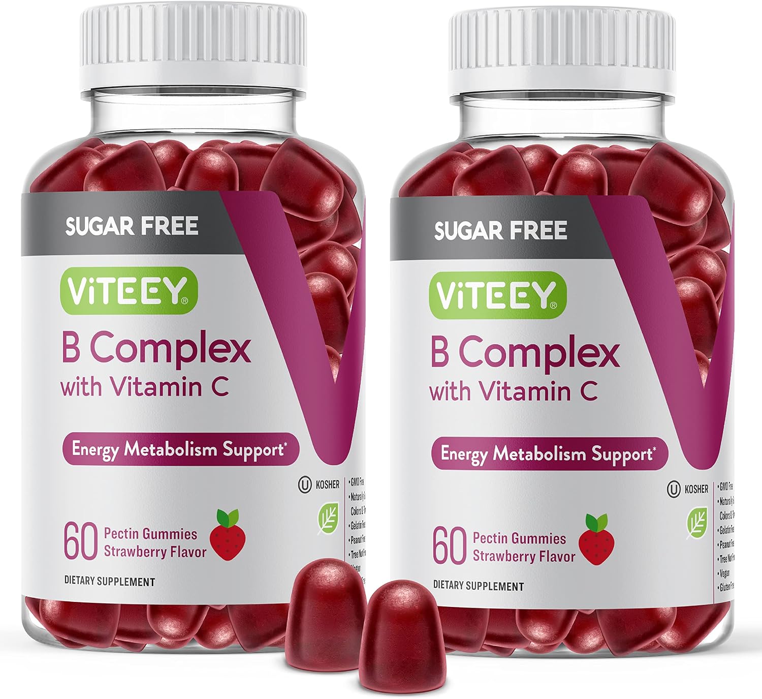 Viteey Vitamin B Complex Gummies – Sugar Free with Vitamin C, 60 Gummies - görsel 7