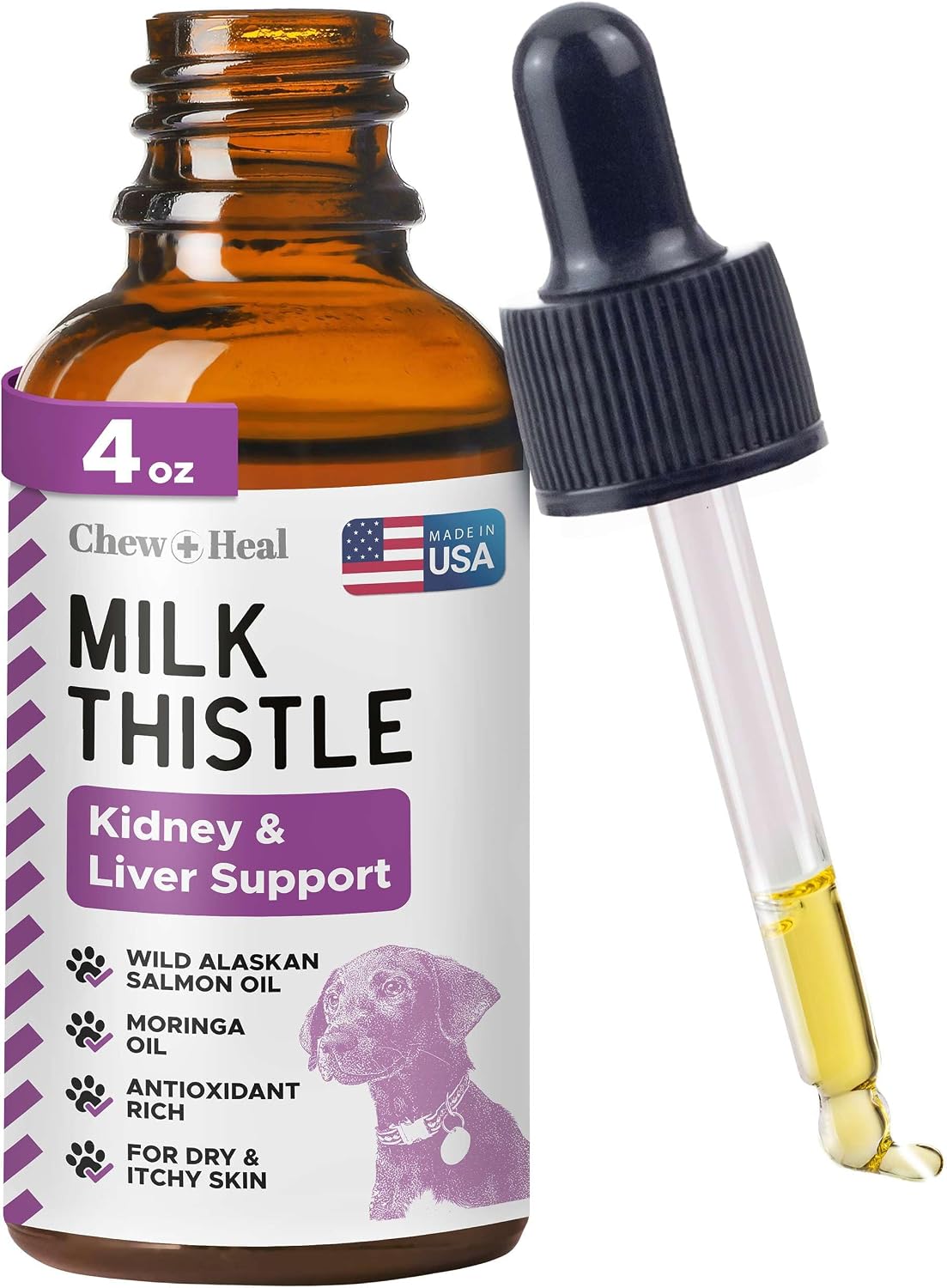 Milk Thistle for Dogs Liver Support - 60 ml Liquid Milk Thistle Supplement with Wild Alaskan Salmon Oil and Moringa Oil - Made in the USA - görsel 8