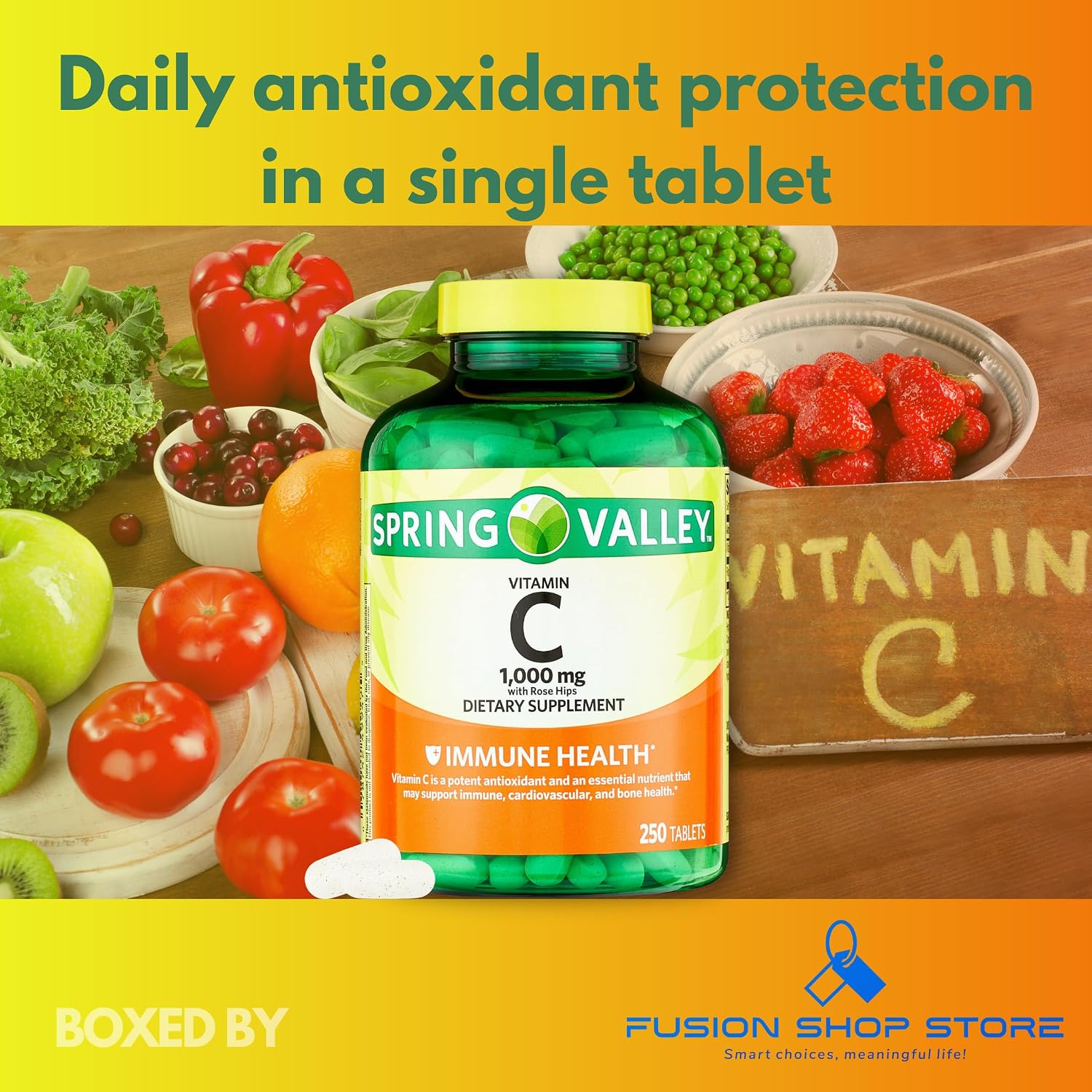 Vitamin C 1000mg with Rose Hips Tablets, 250 Count - görsel 4