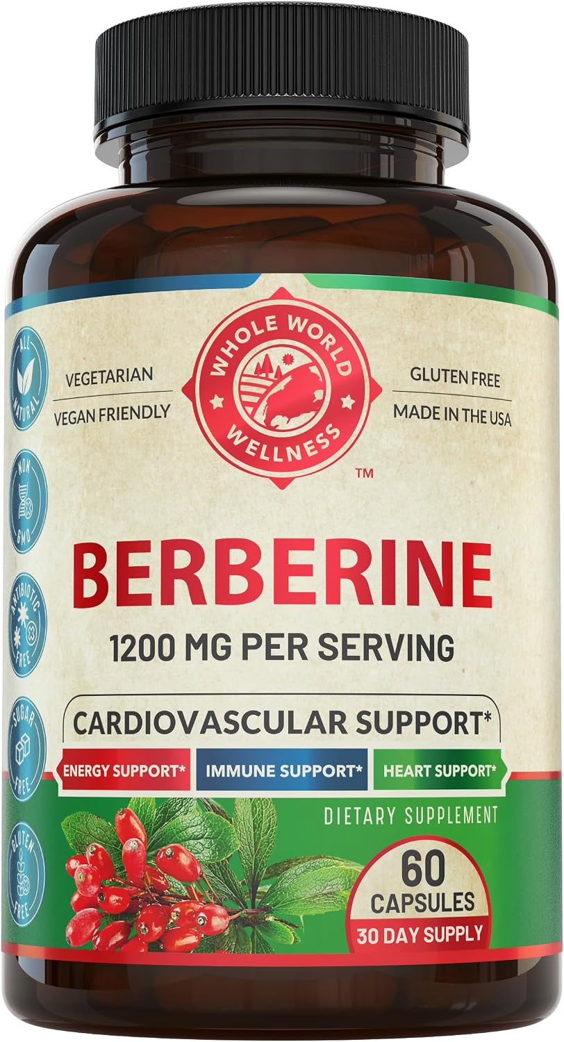 1200mg Berberine Herbal Health Capsules – Heart & Cardiovascular Support, 60 Capsules - görsel 1