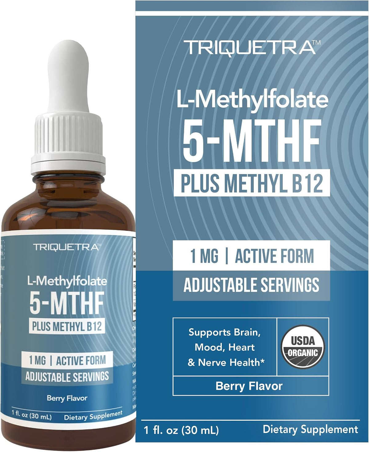 Organic Methyl Folate 1000 mcg + Methyl B12 Cofactor – Liquid Sublingual, Berry Flavour - görsel 1