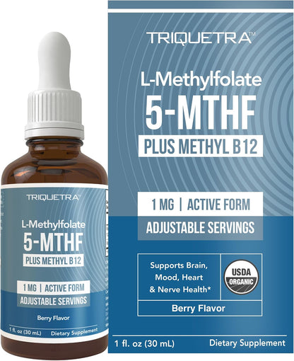 Organic Methyl Folate 1000 mcg + Methyl B12 Cofactor – Liquid Sublingual, Berry Flavour