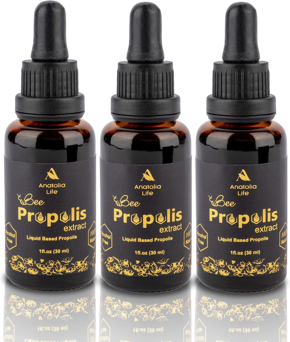 Natural Bee Propolis Extract – 30 ml Liquid Tincture, Immune Support, Non-GMO (3 Pack) - görsel 1
