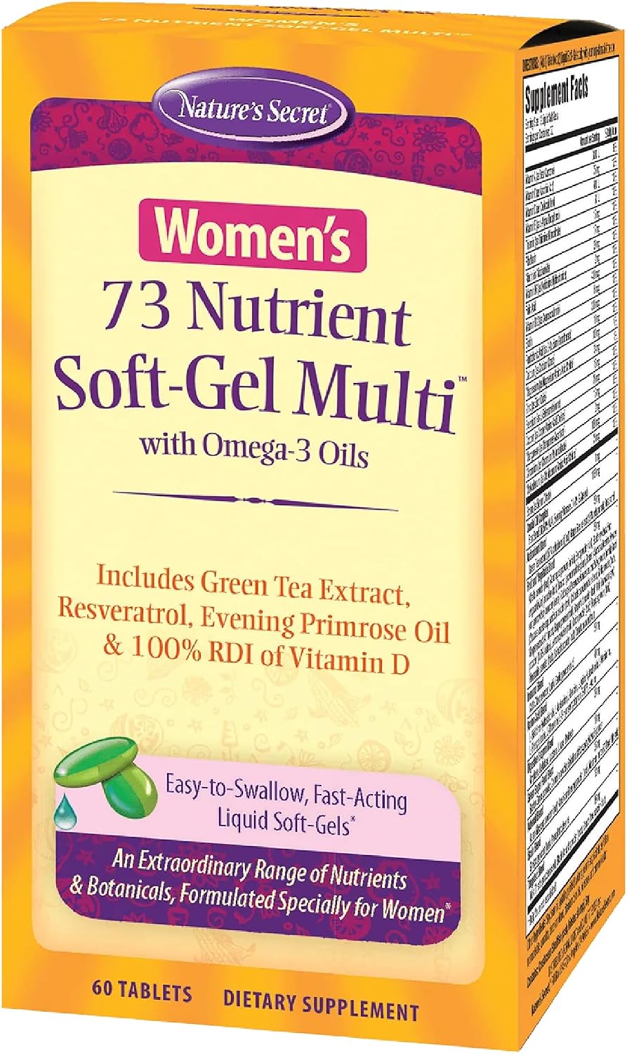Nature's Secret Women’s 73-Nutrient Soft-Gel Multi – 60 Liquid Soft-Gels – Complete Women's Wellness Support (2 Pack) - görsel 8