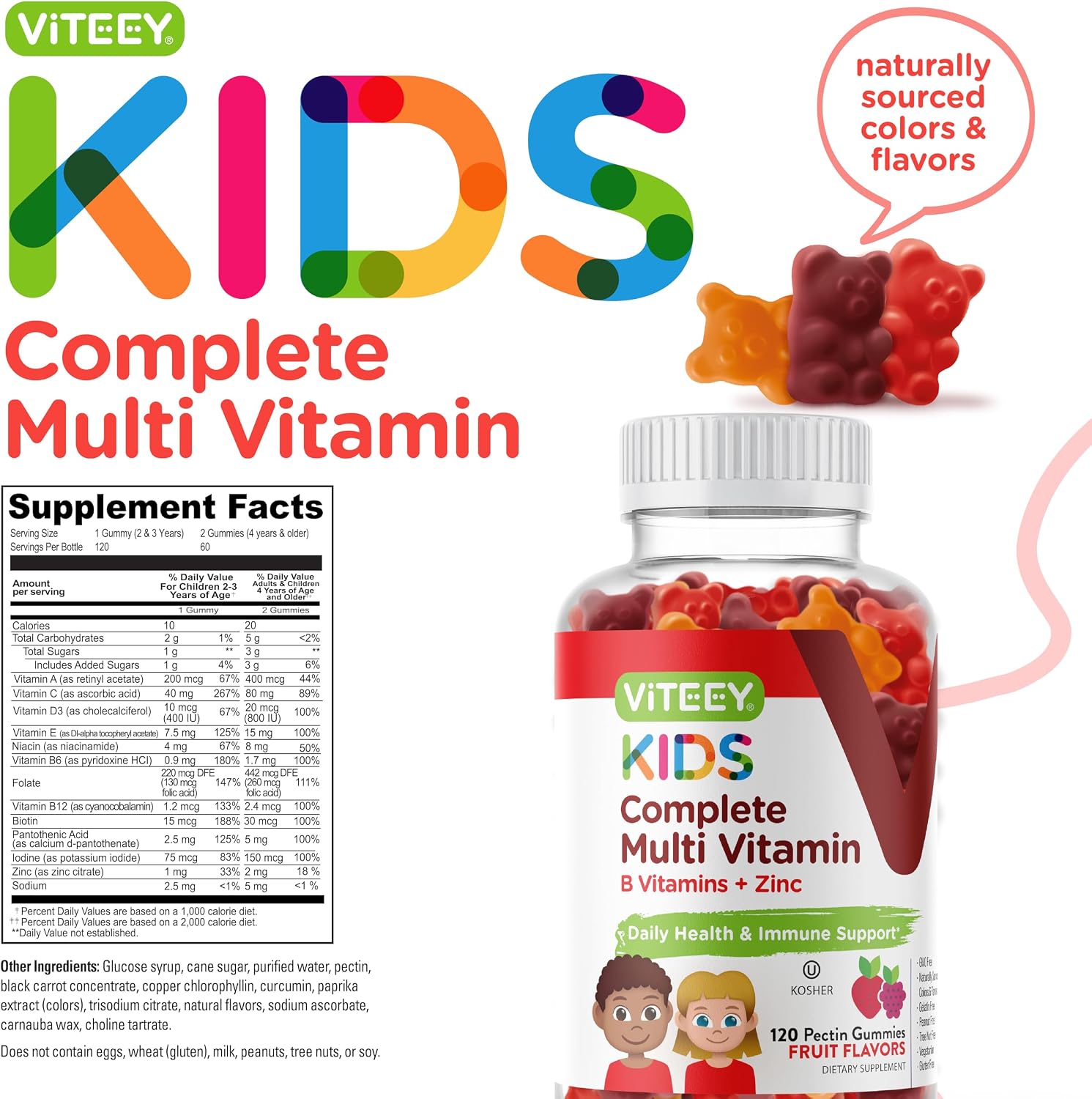 Viteey Kids Multivitamin Gummies – Complete Daily Essential Vitamins (120 Count) - görsel 4
