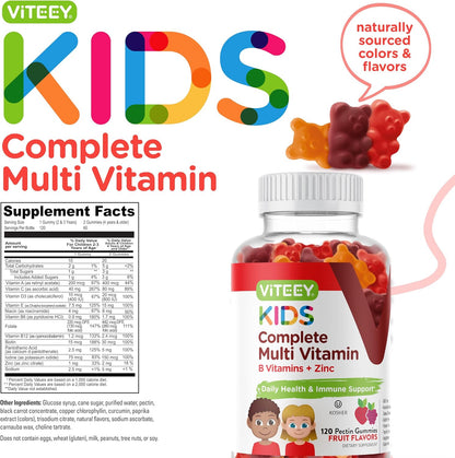 Viteey Kids Multivitamin Gummies – Complete Daily Essential Vitamins (120 Count)