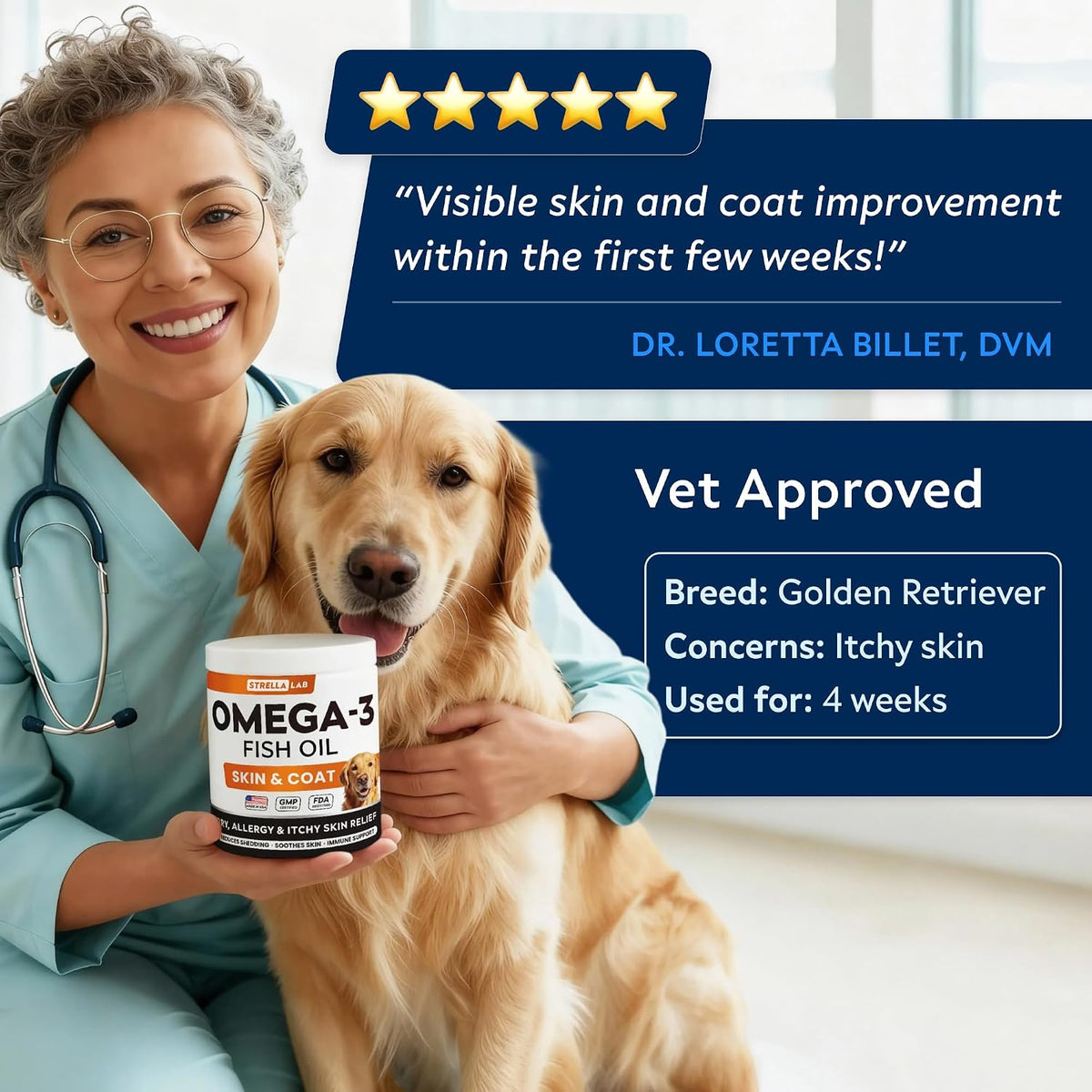 STRELLALAB Omega 3 Fish Oil Chews for Dogs – 180 Chews, Chicken Flavour - görsel 7