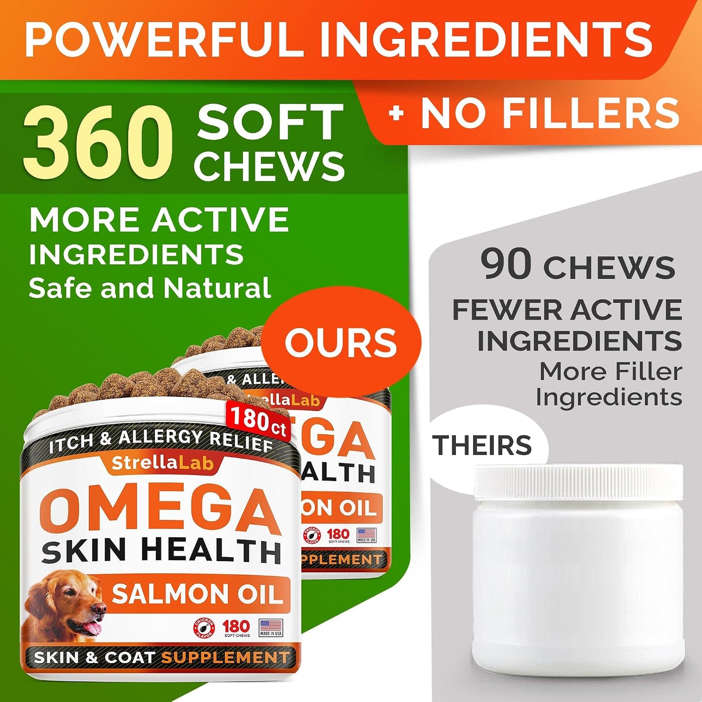 StrellaLab Omega-3 for Dogs - 360 Fish Oil Chews - Salmon Flavour - görsel 3