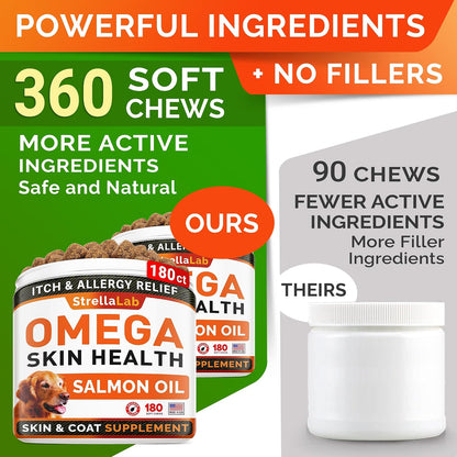 StrellaLab Omega-3 for Dogs - 360 Fish Oil Chews - Salmon Flavour