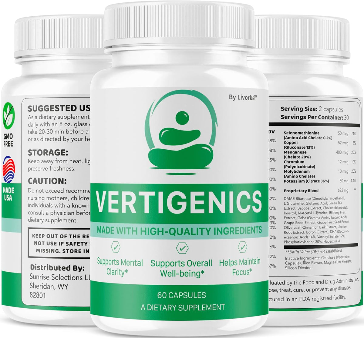 Vertigenics Advanced Formula Brain Health Support Capsules (2-Pack, 120 Capsules) - görsel 5